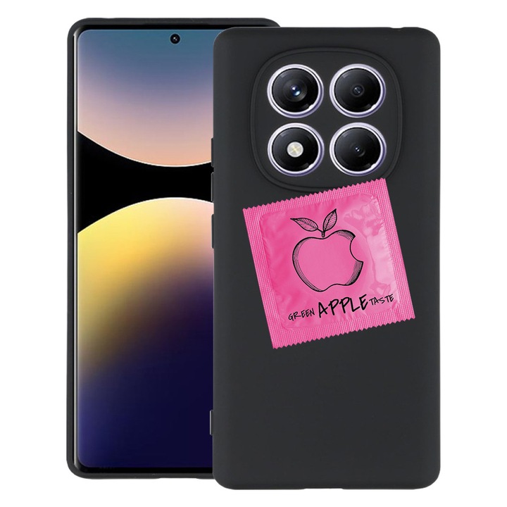 Силиконов калъф BestCase за Xiaomi Redmi Note 14 Pro 4G, Apple taste pink, Slim SIlicon 0.8MM, Camera Protection, Black, 1997856 B 1456