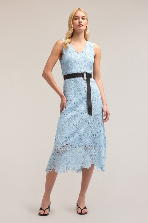 Motivi, Rochie midi din dantela Sangallo, Albastru pastel