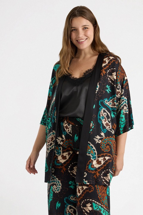 Fiorella Rubino, Chimono cu model, fara inchidere, Negru/Maro/Albastru, M