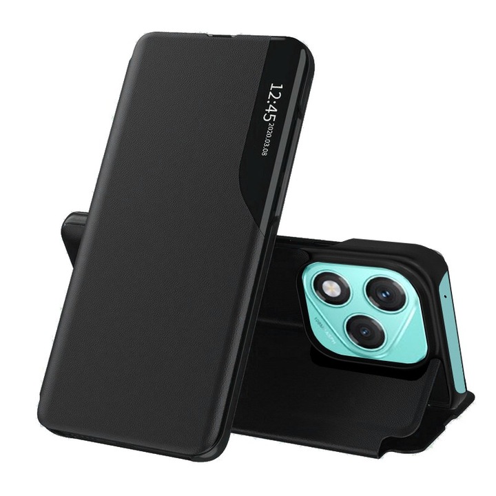 Husa pentru Honor 400 Lite Tip Carte, S-View, Functie de Stand, Calitate Premium, Antisoc, Protectie Sporita, Negru