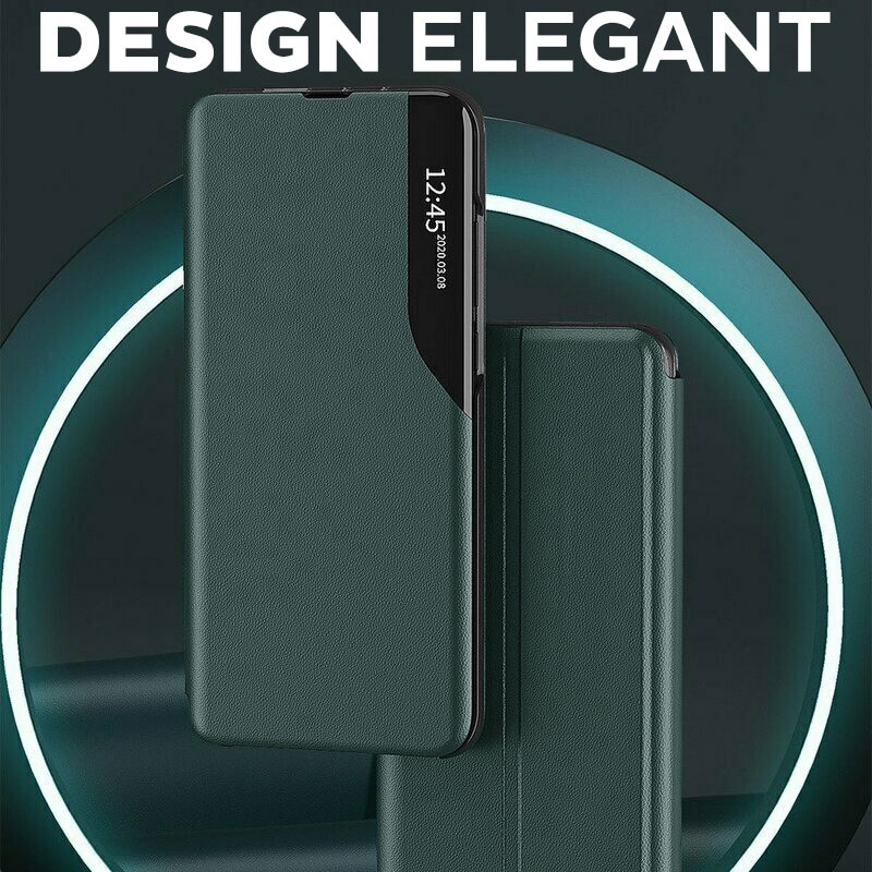 Husa pentru Honor 400 Lite Tip Carte, S-View, Functie de Stand, Calitate Premium, Antisoc, Protectie Sporita, Verde