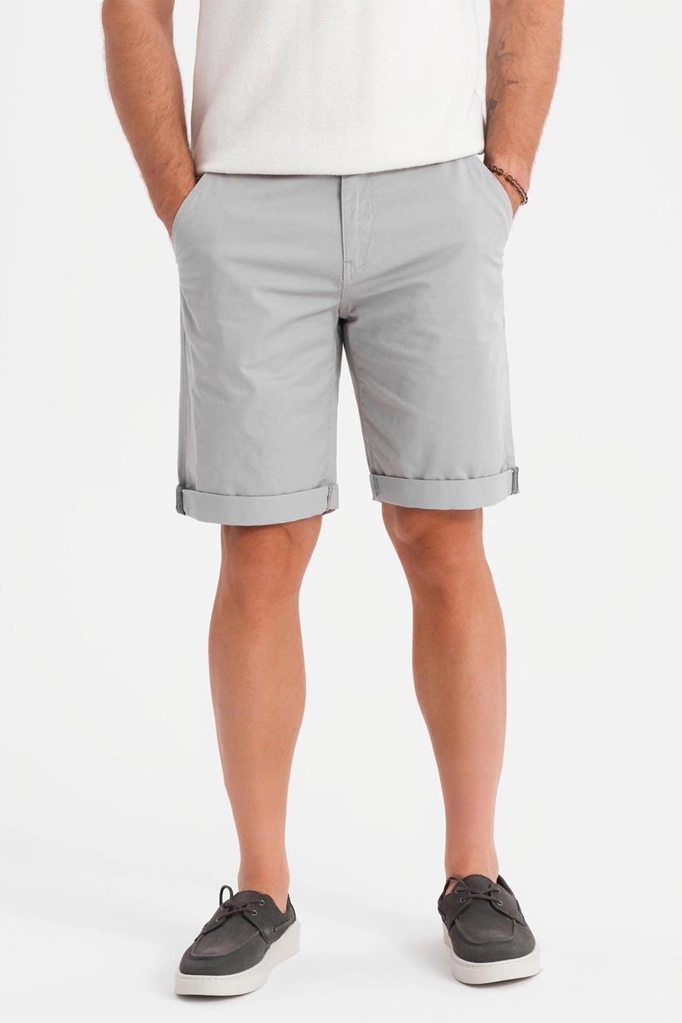 OMBRE, Pantaloni regular fit cu buzunare, Gri deschis, 2XL