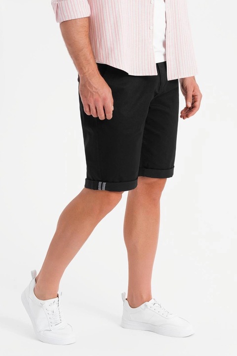 OMBRE, Pantaloni regular fit cu buzunare, Negru