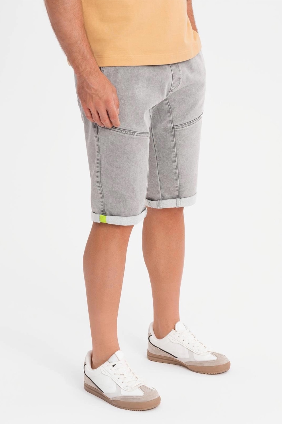 OMBRE, Blugi scurti regular fit, Gri deschis, 2XL