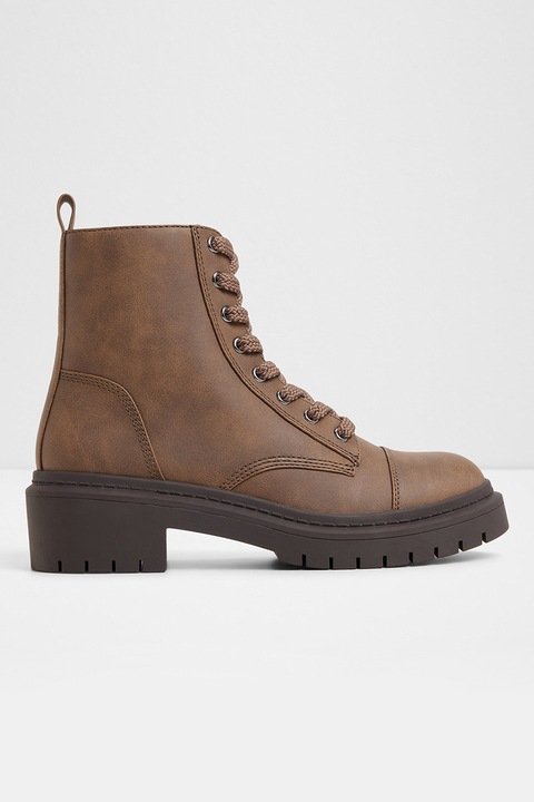 Aldo, Bocanci din piele ecologica cu aplicatie cap-toe Goer, Maro