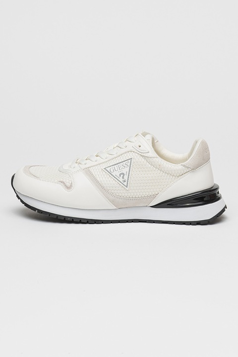 GUESS, Szintetikus anyagú hálós sneaker logós részlettel, Csontszín/Fekete/Szürke