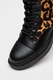 GUESS, Bocanci de piele cu animal print, Maro inchis/Negru/Maro