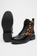 GUESS, Bocanci de piele cu animal print, Maro inchis/Negru/Maro