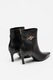 GUESS, Botine de piele cu varf ascutit Paislie, Negru