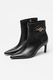 GUESS, Botine de piele cu varf ascutit Paislie, Negru
