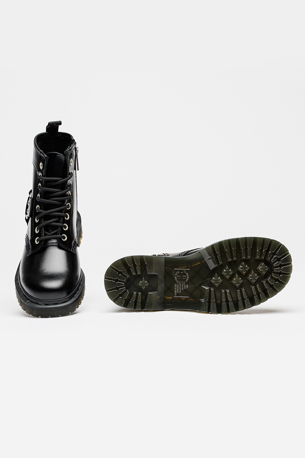 Dr. Martens, Bocanci unisex de piele lacuita 1460 Harness, Negru