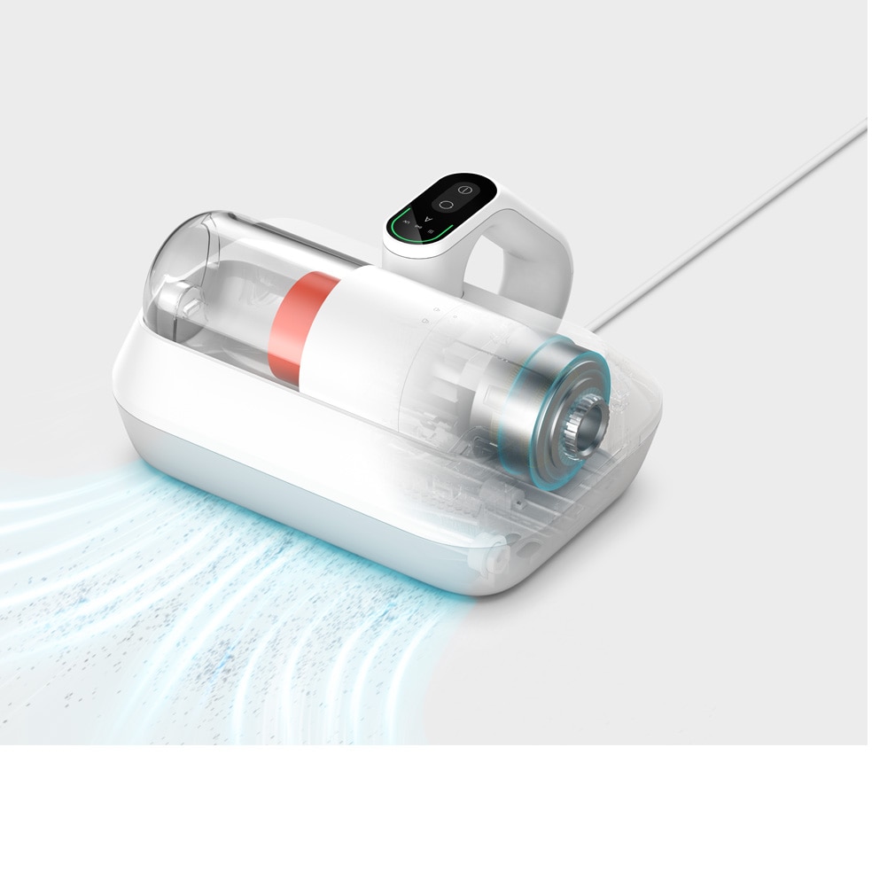 Aspirator Xiaomi Dust Mite Pro BHR8943EU pentru indepartarea acarienilor, 14kPa, 400W, UV sterilizare, ultrasunete, filtrare HEPA, perie electrica spiralata, senzor inteligent, recipient transparent pentru praf, alb