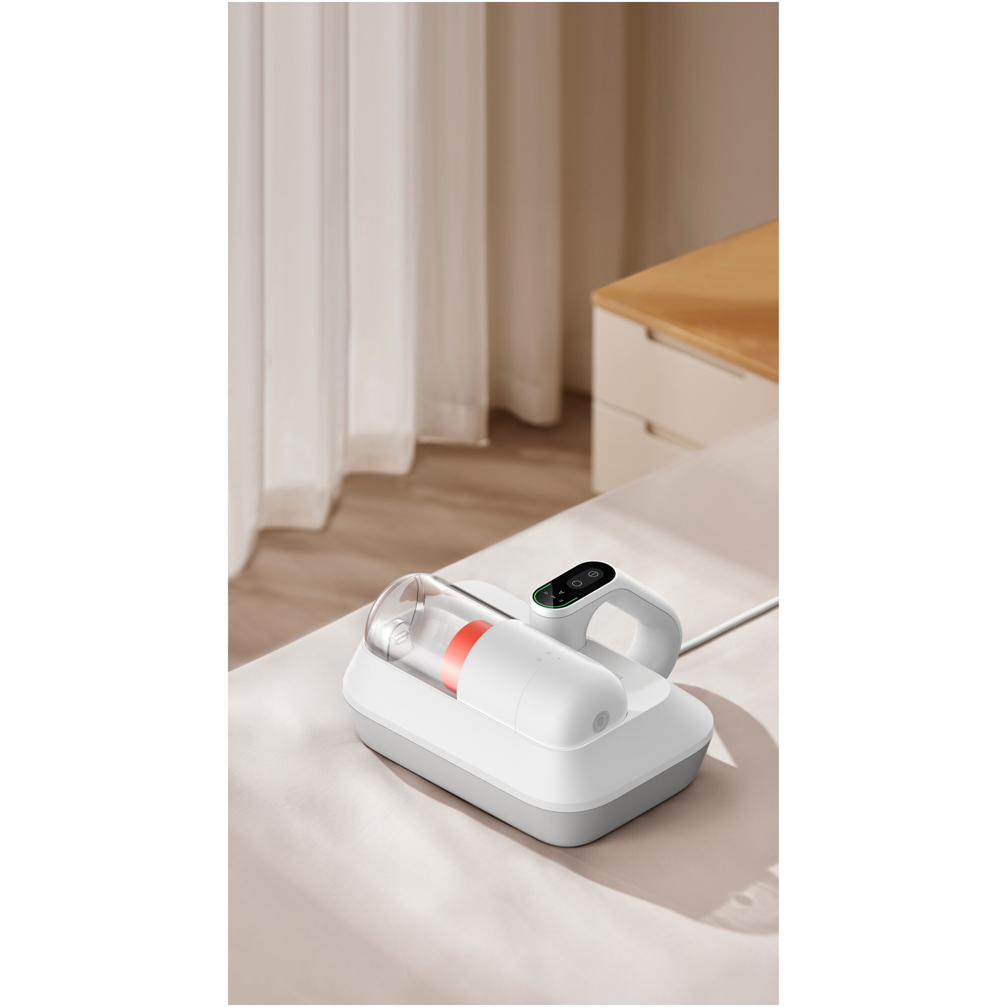 Aspirator Xiaomi Dust Mite Pro BHR8943EU pentru indepartarea acarienilor, 14kPa, 400W, UV sterilizare, ultrasunete, filtrare HEPA, perie electrica spiralata, senzor inteligent, recipient transparent pentru praf, alb