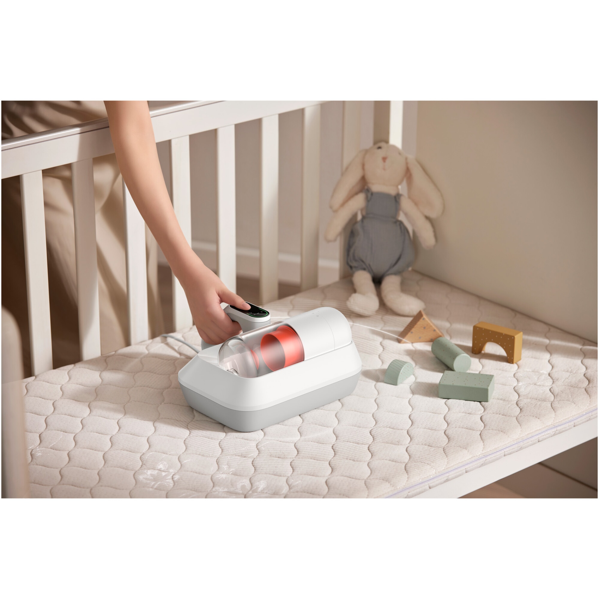 Aspirator Xiaomi Dust Mite Pro BHR8943EU pentru indepartarea acarienilor, 14kPa, 400W, UV sterilizare, ultrasunete, filtrare HEPA, perie electrica spiralata, senzor inteligent, recipient transparent pentru praf, alb
