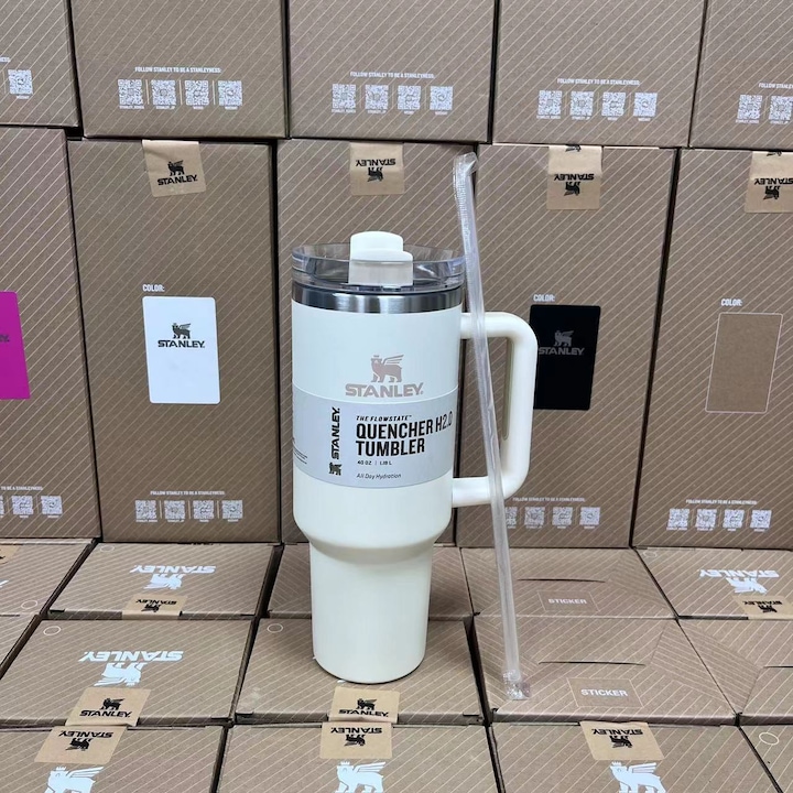 Термос чаша Stanley 40 oz, неръждаема стомана, вместимост 1200 мл, със сламка, комплект от 1.