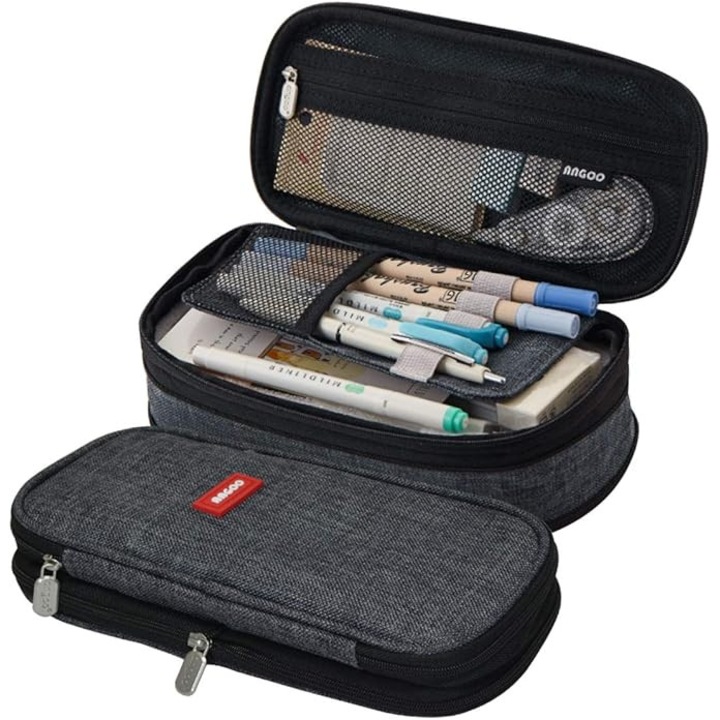 Penar extensibil de mare capacitate, geanta de creion scolar, organizator de papetarie, geanta cosmetica pentru fete, baieti, studenti, copii, adulti