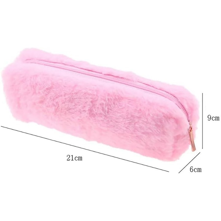 Cutie de creioane din plus, pachet de 4, geanta de papetarie din plus, cutie de creioane din plus pentru fete, scoala, birou, depozitare cosmetice (21 x 9 x 6 cm, 4 culori)