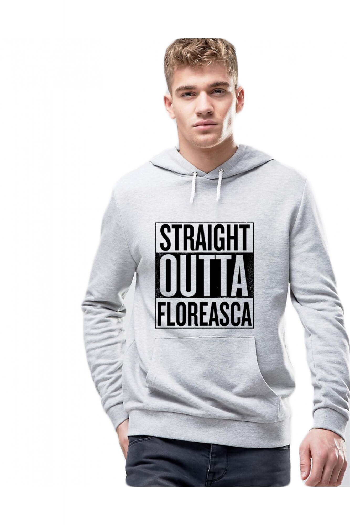Hanorac Barbati Gri - Straight Outta Floreasca