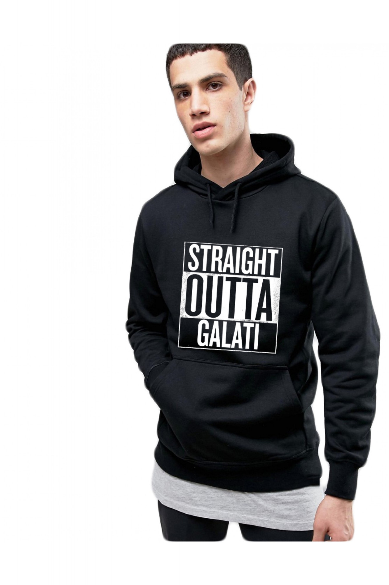 Hanorac Barbati Negru - Straight Outta Galati