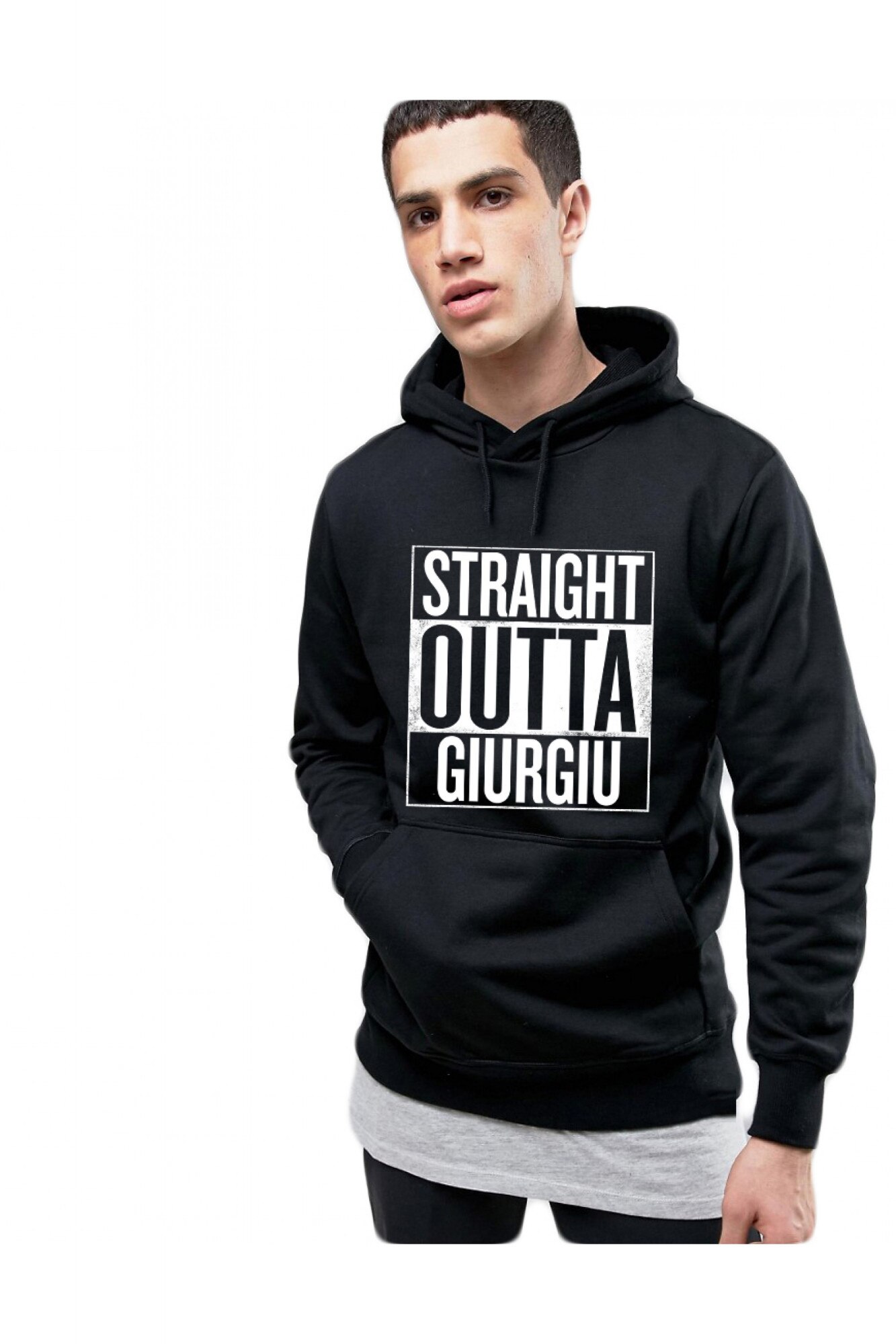 Hanorac Barbati Negru - Straight Outta Giurgiu