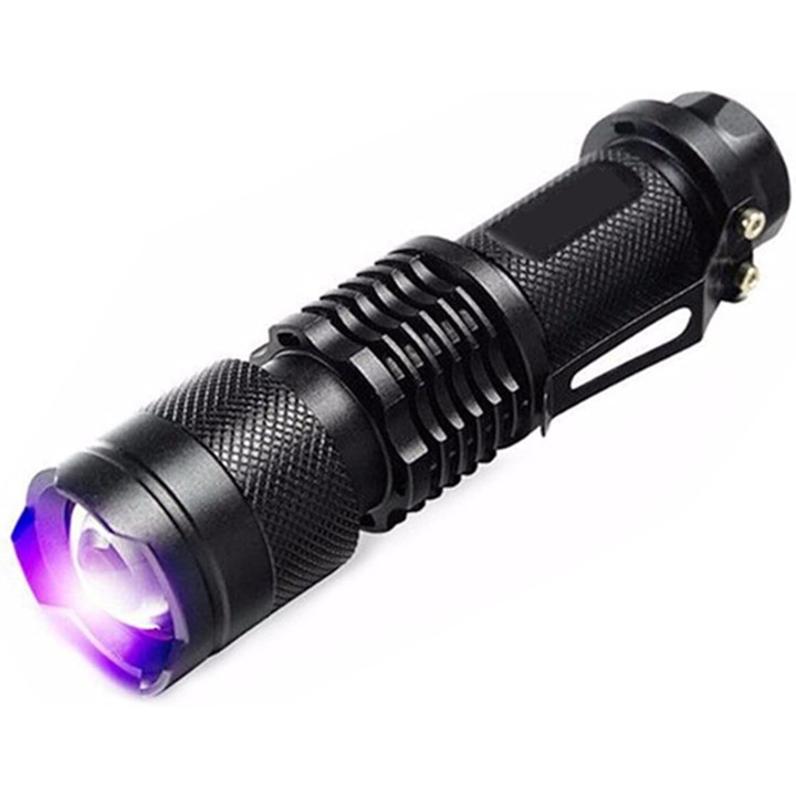 SK68 7W 300lm UV fekete fényű LED zseblámpa zoommal, ultraibolya kék fényű zseblámpa skorpiókhoz, kutyákhoz, macskákhoz, kisállat vizelet detektor, fluoreszkáló ásványokhoz