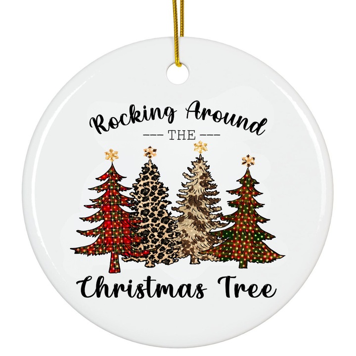 Ornament alb Craciun 8 cm Merry Christmas ceramica