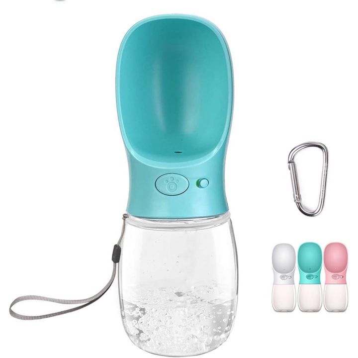Hordozható kutyavizes palack 350/550 ml, kisállat itatókút, antibakteriális, élelmiszer-minőségű, szivárgásmentes, kutyás és macskás utazáshoz, kültéri ivópohár, ajándék kutyáknak (350 ml, kék)