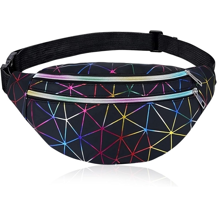 Geanta de talie holografica, geanta de piept impermeabila cu laser geometric, geanta de talie stralucitoare colorata pentru calatorii, petreceri, sporturi, alergare, drumetii, utilizare zilnica