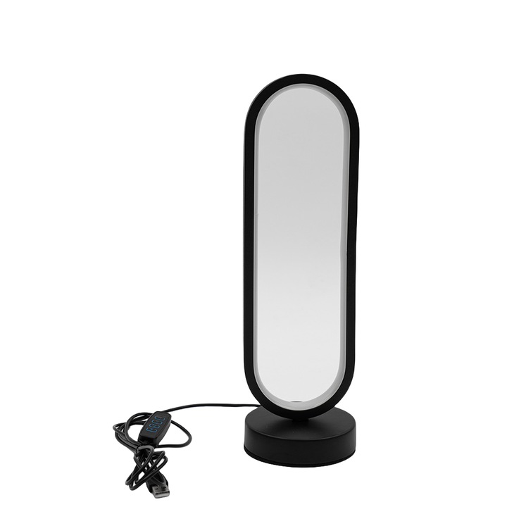 Lampa de birou LED, trei temperaturi de culoare, protectie ochi, protectii multiple, potrivita pentru dormitor, sufragerie, coridor si noptiera, interfata USB, negru