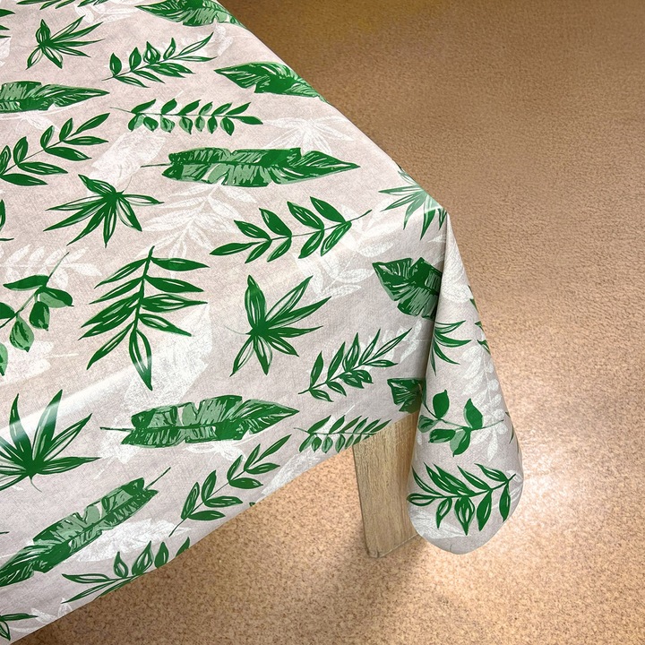 Fata de masa rezistenta la pete, neteda, 140 x 220 cm, DecoMeister®, Model Padure tropicala, CA318-140-0220S