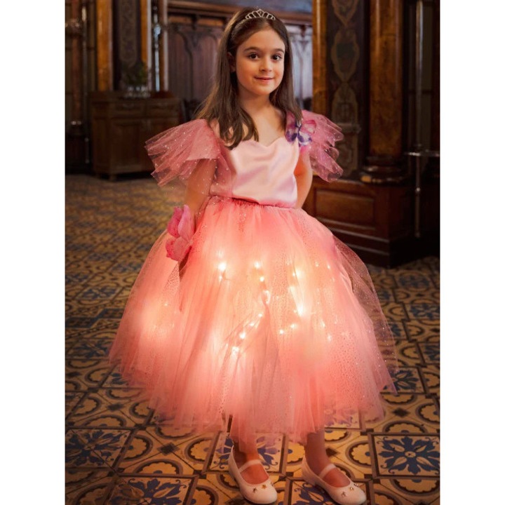 Fustita cu Luminite Lunga, Roz, Cadou minunat pentru fetite