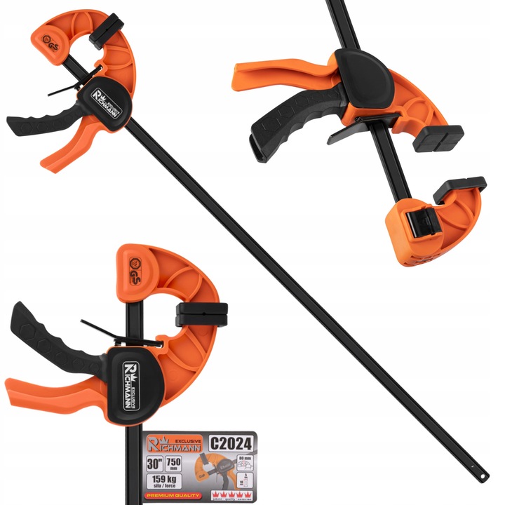 Clema de fixare, Richmann, 750x80 mm, capacitate 159kg, negru/portocaliu