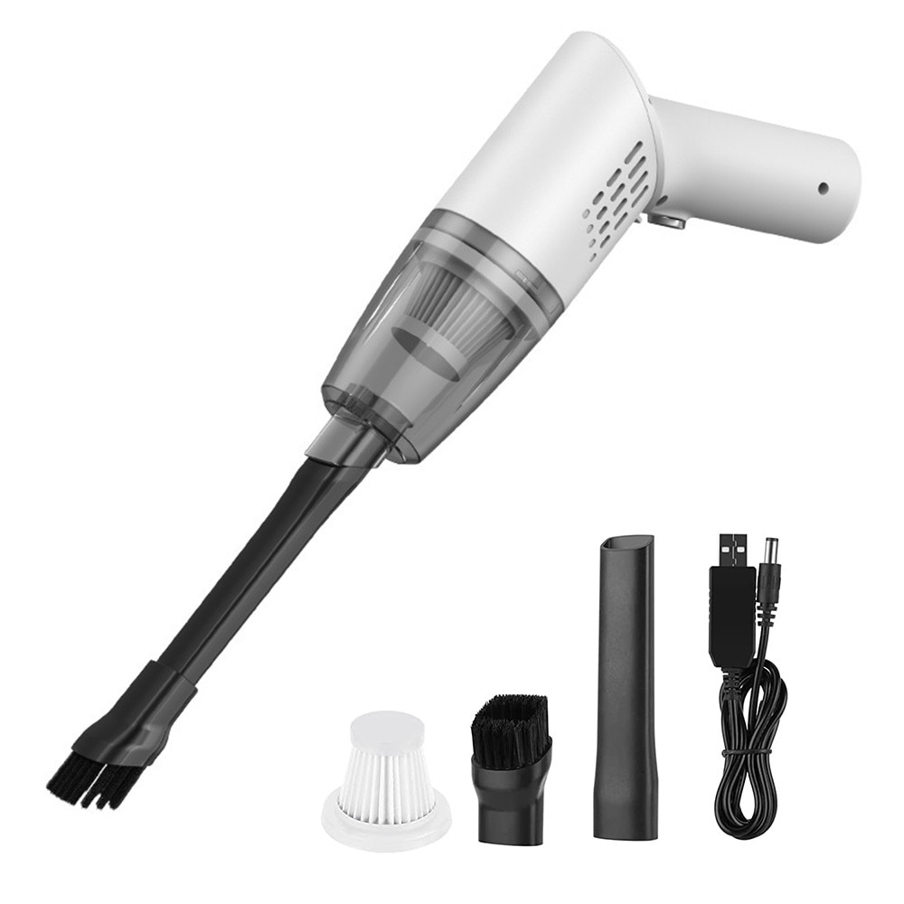 Aspirator portabil fara fir, putere mare de aspiratie, alb si negru, 165x140x56mm