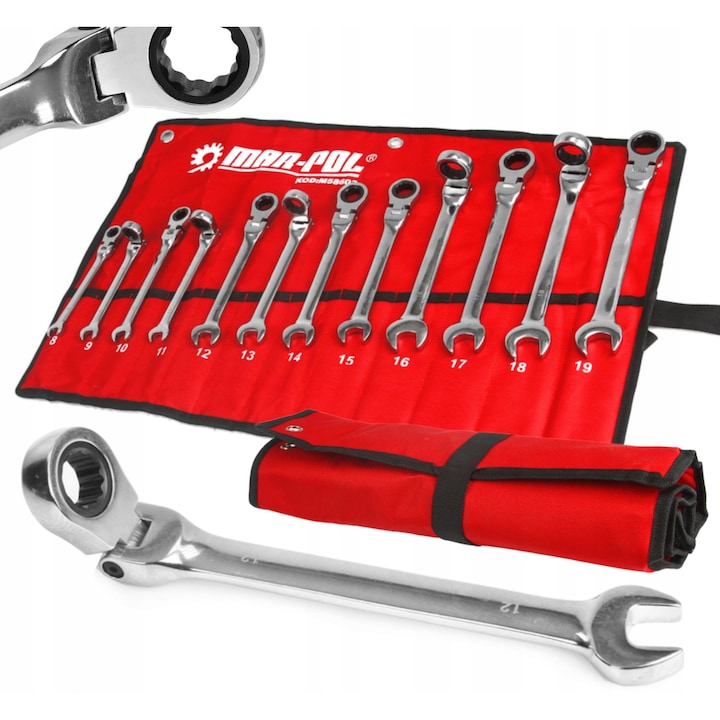 Set chei plasko-oczkowe cu gracota 12 piese 8-19mm MAR-POL