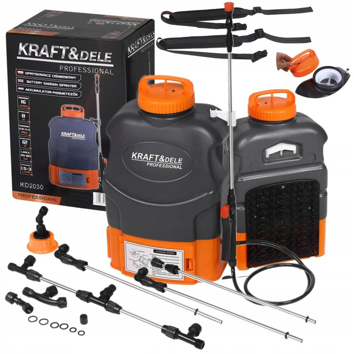 Opryskiwacz electric 16L 12V 8Ah cu lance, set XXL, KD2030