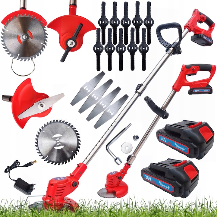 Coasa electrica, Ondragon, 36V, 2x acumulatori, 4 lame metalice, 10 lame plastice, lungime reglabila 85-133cm, set complet
