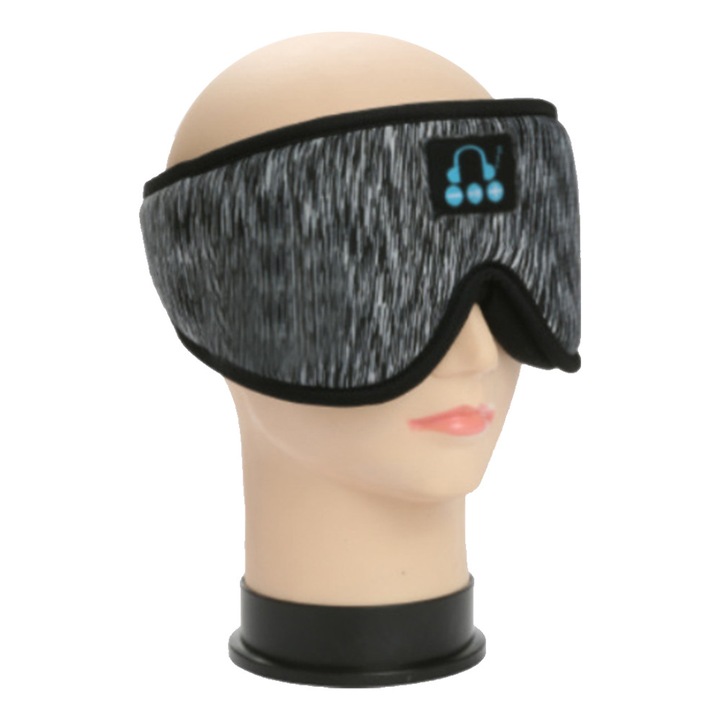 Маска за сън с Bluetooth слушалки, 3D контур, затъмняване за сън, защита за очите с ултратънки стерео високоговорители и микрофон, идеална за спящи настрани, пътуване, медитация, релакс, жени, мъже, подарък, черна