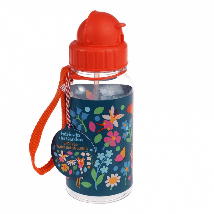 Rex London 500ml-es szívószálas üveg, többszínű vadállatos minta, 20x7cm