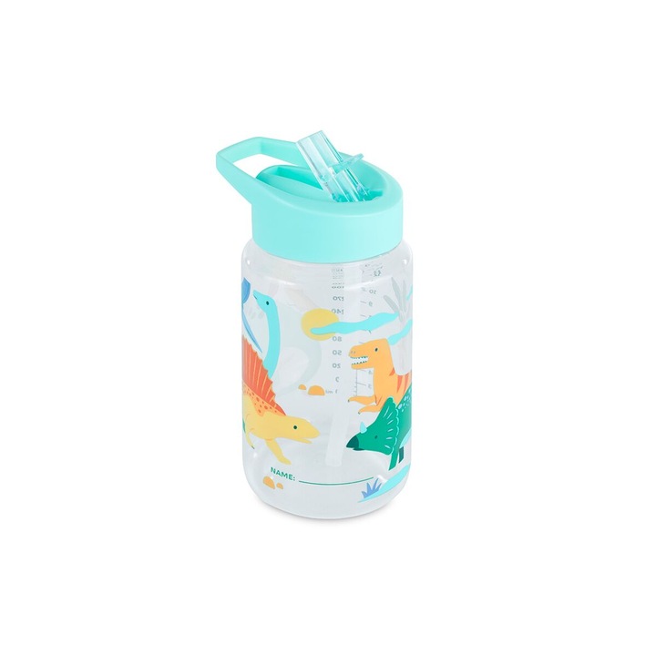 Sticla Tranzitie cu Pai, din Tritan, 450ml, Miniland Kiddie Dinosaur