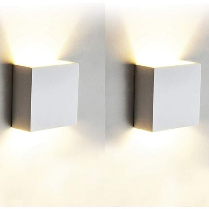 Модерна LED аплика за стена 6W, 2 броя LED аплики от алуминий, топло бяла светлина 3000K, осветително тяло за всекидневна, спалня, коридор