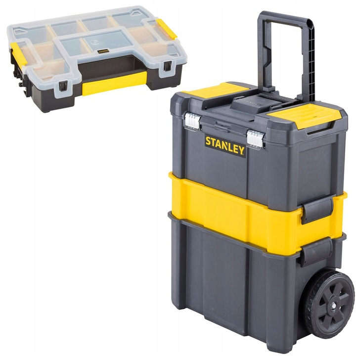 Carucior de scule Stanley 3in1, organizator inclus, rezistent la intemperii, 47,5x47,5x63cm