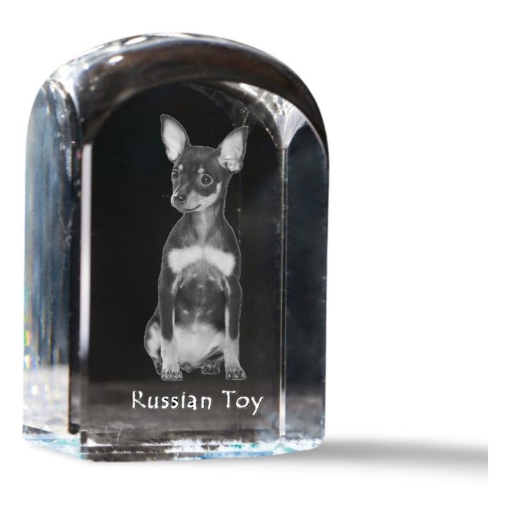 Kristály dísztárgy, Art-Dog, fényképpel személyre szabott, 10x6x6cm, átlátszó