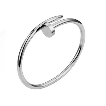 Bratara barbateasca pentru barbati, fixa tip Bangle, din otel inoxidabil placat 24K IP, sub forma de cui, de purtat langa ceas (Ambalaj cutie cadou), Silver Bratara barbateasca pentru barbati, fixa tip Bangle, din otel inoxidabil placat 24K IP, sub forma de cui, de purtat langa ceas (Ambalaj cutie cadou), Silver