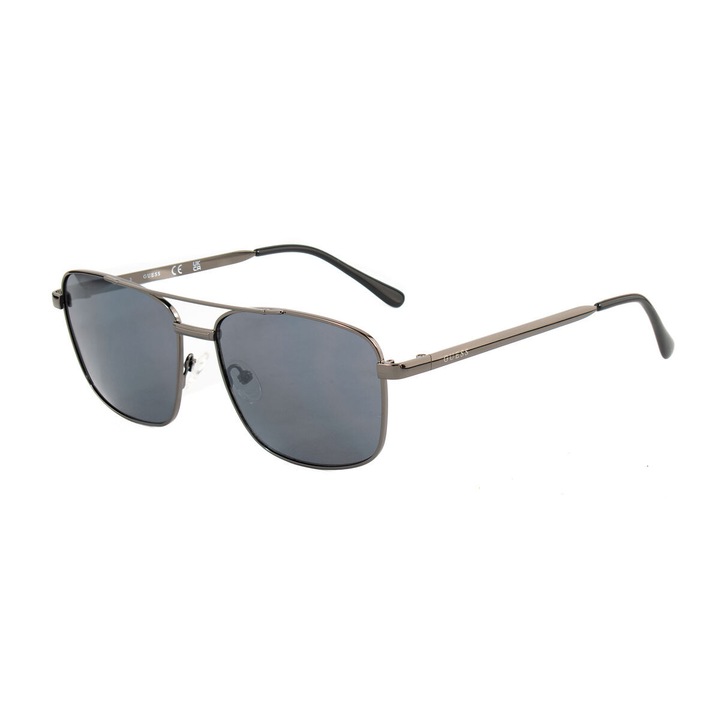 Ochelari de Soare Barbati Guess GO00024-5906C Ø 60 mm, Rame Gri Injected, Lentile Gri Policarbonat UV400, Husa Inclusa