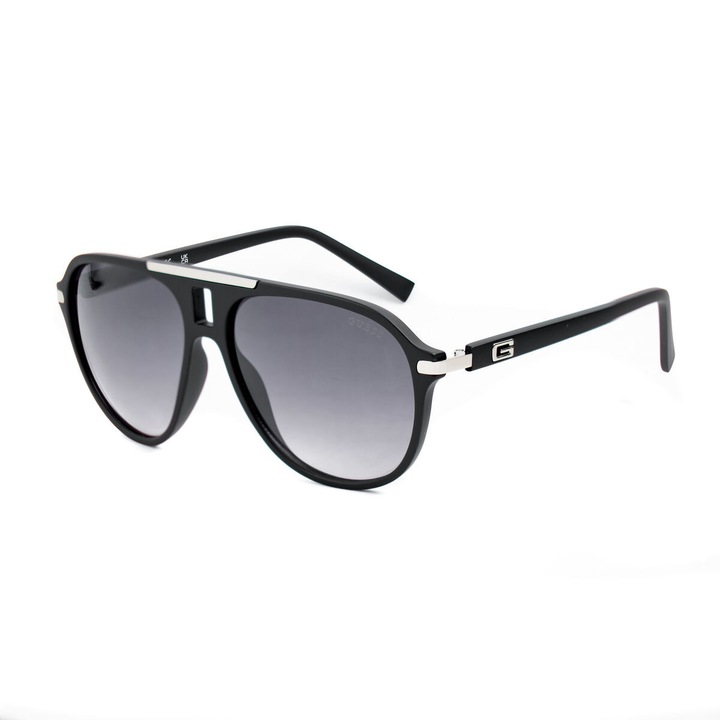 Ochelari de Soare Barbati Guess GF5056-5902B Ø 59 mm, Rame Negre Injected, Lentile Degradate Gri Policarbonat UV400, Husa Inclusa