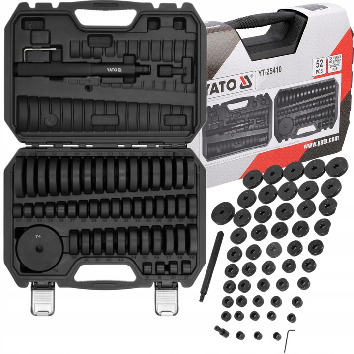 Set de unelte pentru demontare si montare rulmenti, Yato, 52 elemente, otel carbon