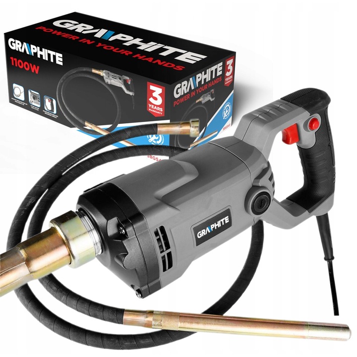 Vibrator de beton, Graphite, 1200W, 4400rpm, pentru consolidarea betonului