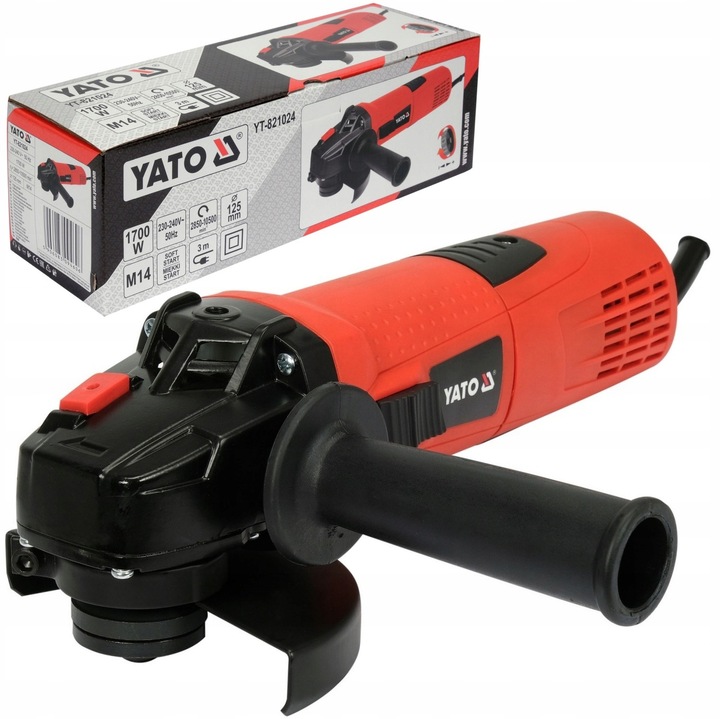 Ъглошлайф Yato 125 мм 1700 W, 2850-10500 об/мин, с допълнителна дръжка, 3 м кабел