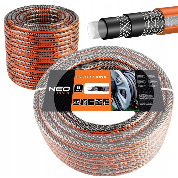 Kerti tömlő, NEO TOOLS, 50m, 6 rétegű, UV-álló