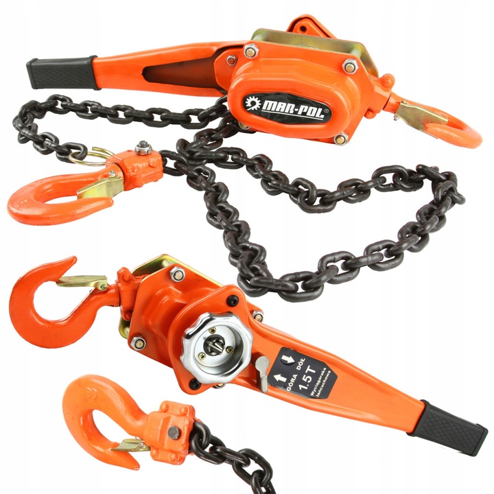 Troliu manual, cu lant, MAR-POL, 1500kg, 3mx8mm
